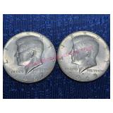 (2) Kennedy 40% Silver Half Dollars 1967 & 1968
