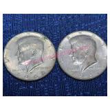 (2) Kennedy 40% Silver Half Dollars 1967 & 1968