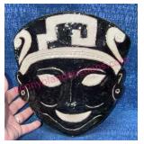 Pottery Black & White Tribal Face Wall Mask, Art