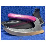 Curved Fixed Knife w/Colorful Wood Handle & Sheath
