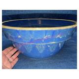 Large Clay City Pottery Blue Stoneware Mix Bowl