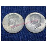 (2) 1967 Kennedy 40% Silver Half Dollars