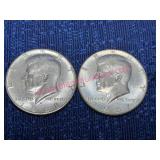 (2) Kennedy 40% Silver Half Dollars 1967 & 1968