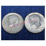 (2) Kennedy 40% Silver Half Dollars 1967 & 1968