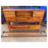 Vtg Full Size Cedar Bed Frame w/Drawers & Rails