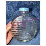 GE Ribbed Glass Jar w/Blue Plastic Lid