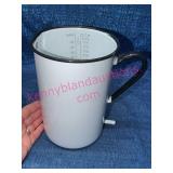 White Enamelware Medical Measuring Pitcher
