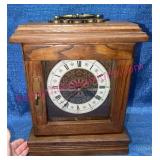 Wood Case Mantel Quartz Clock w/ Brass Handle