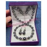 Genuine Mother of Pearl Necklace & Earrings Set