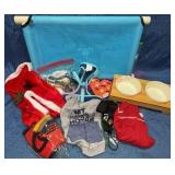 Dog Accessories Lot: Bowls, Collars & Apparel