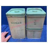 1940s BeautyWare Tin Canisters Sugar Tea Coffee