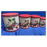 1940s Tin Canisters w/Strawberry & Flower Motif