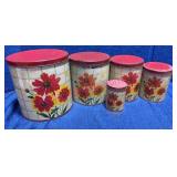 Nesco 1951 Floral Kitchen Canisters & Shaker