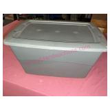 Gray Plastic Storage Tote w/Lid