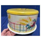 1940s Tin Cake Carrier w/Floral & Butterfly Motif
