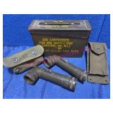 US M60 Ammo Can w/Pouches & MX-99/U Flashlights
