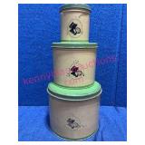 (3) 1940s Nesting Tin Canisters Silhouette Design