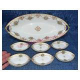 Nippon Hand Painted Relish Dish & Butter Pads