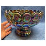 Iridescent Carnival Glass Compote Bowl