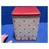 1940s Red & Cream Tin w/ Dutch Motif & Lid