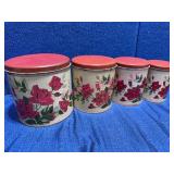1940s ParMECO Rose Tin Canisters, Parker Metal Co.