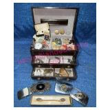 Jewelry Box w/Scout Medals, Pins & Belt Buckles