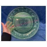 Tiara Indiana Glass Chantilly Green Relish Tray