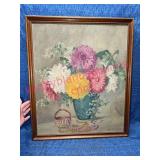 Hallie P. Prow Signed Floral Oil Painting Framed