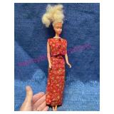 Mattel 1966 Barbie Doll w/ Red Floral Dress