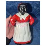 Cast Iron Mammy Coin Bank Red & White Apron
