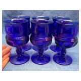 6 Cobalt Blue Kingï¿½s Crown Thumbprint Goblets