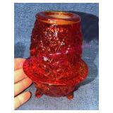 L.E. Smith Amberina Daisy & Button Fairy Lamp