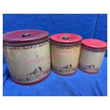 1940s Tin Canisters Trio Floral Motif
