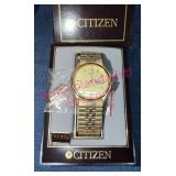 Citizen Quartz Gold Tone Day-Date Watch in Box