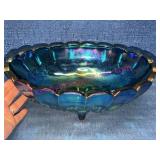 Indiana Glass Harvest Grape Blue Carnival Bowl
