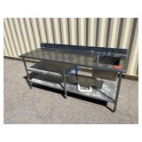 7FT SS Kitchen Prep Table w/Sink w/Shelves
