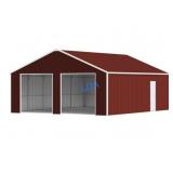 UNUSED 23FT x 22FT Red Steel Double Garage / Shop