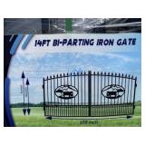 UNUSED 14FT Bi-Parting Iron Gate Pair w/ Cows