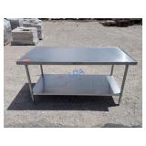 School Surplus- Kitchen SS Table w/ Shelf