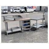 School Surplus- Kitchen SS Table w/Shelf,Drawers +