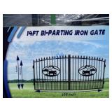 UNUSED 14FT Bi-Parting Iron Gate Pair w/ Cows