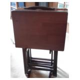 Set of Four TV Tray Tables with Storage Stand