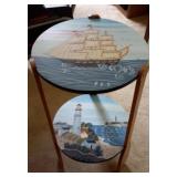 Handcrafted Two Tier Ocean Theme Stand