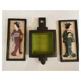 Ceramic Shadow Box and Geisha Girl 3D Wall Art