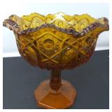 Amber Pressed Glass Compote