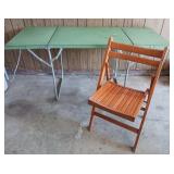 Vintage Metal Folding Table and Chair