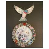Collectable Hummingbird and Plate by Lena Liu