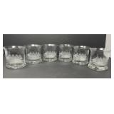 Six Etched Clipper Ship Glasses