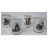 Set of Four Maritime Norman Rockwell Mugs