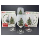Spode Christmas Tree Frosted Water Goblets